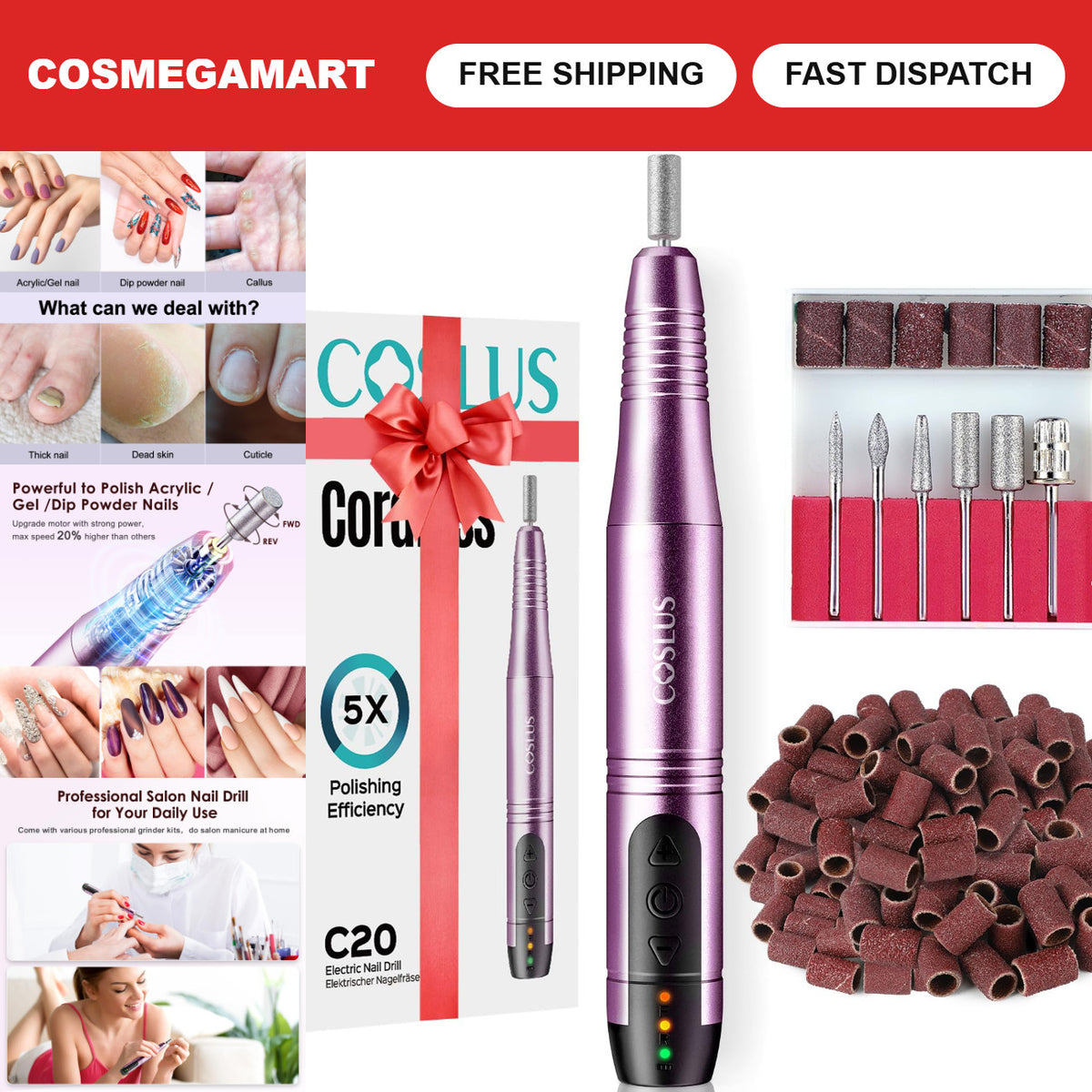 Cordless Electric Nail Drill File Kit - Rechargeable Manicure & Pedicure Tool