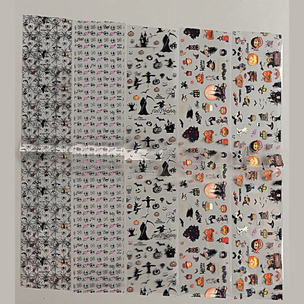 Halloween Nail Art Stickers Ghost Pumpkin Bat 3D Self-Adhesive Decals