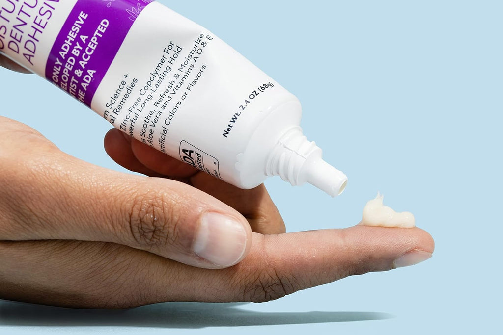 Moisturizing Denture Adhesive Cream with Strong Grip - Zinc-Free, Natural Taste
