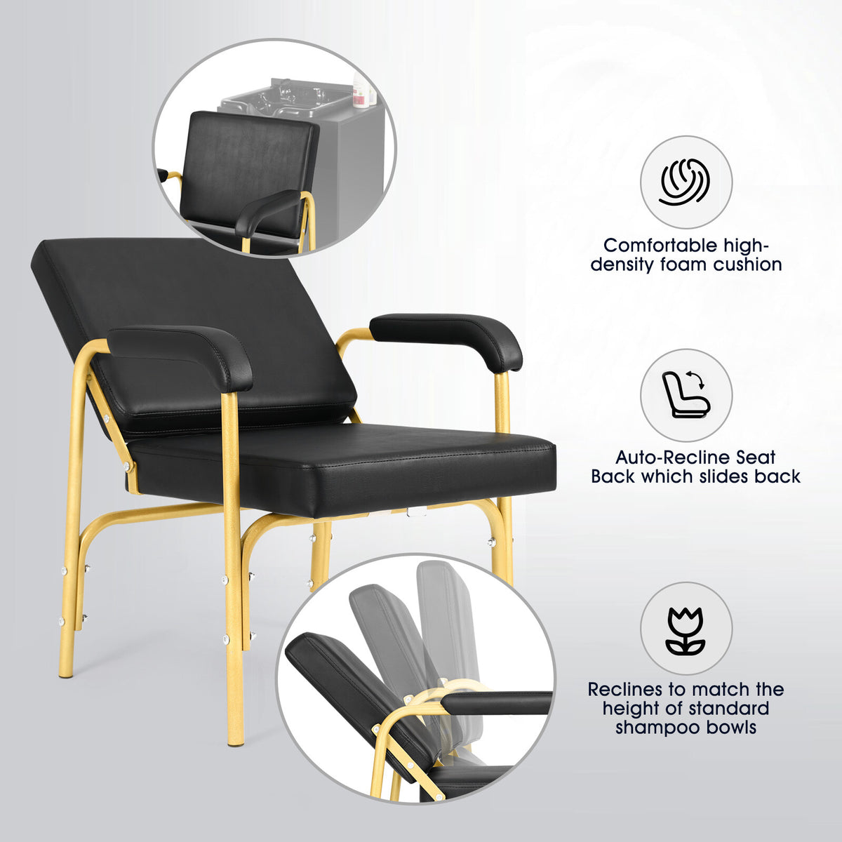 Heavy Duty Reclining Barber Shampoo Chair for Salon & Barbershop