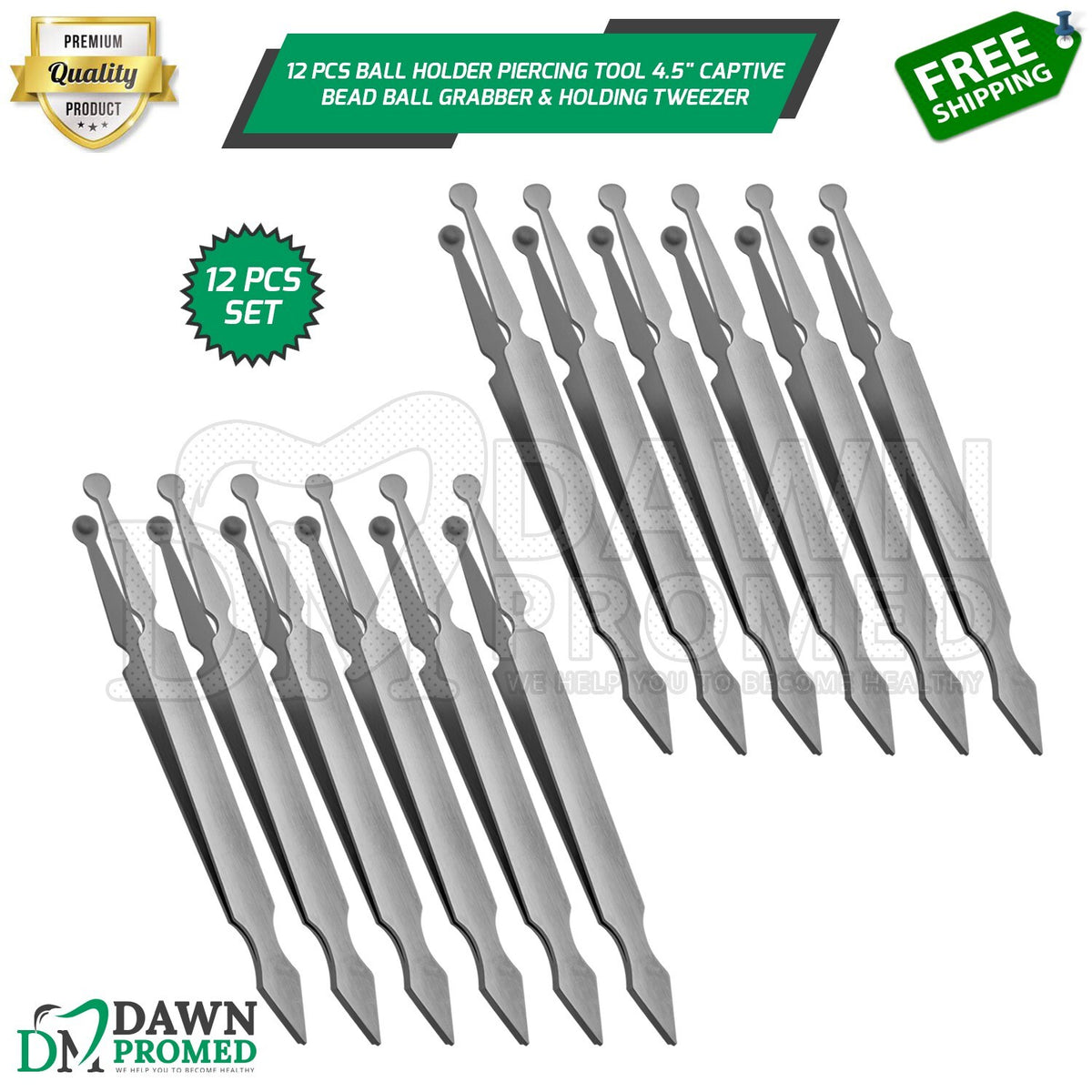 Bead Ball Holder Pliers Set 12 Pcs 4.5in - Stainless Steel Bead Grabbing Tool