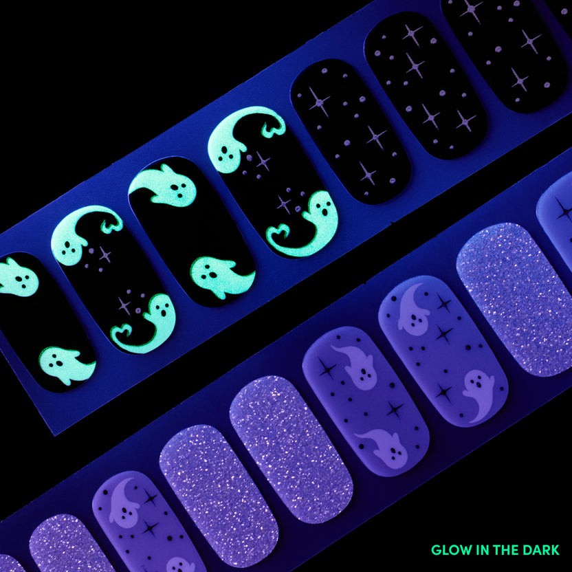 Halloween Nail Strips - Ghostly Touch Glowing in Dark 32 Glossy Designs