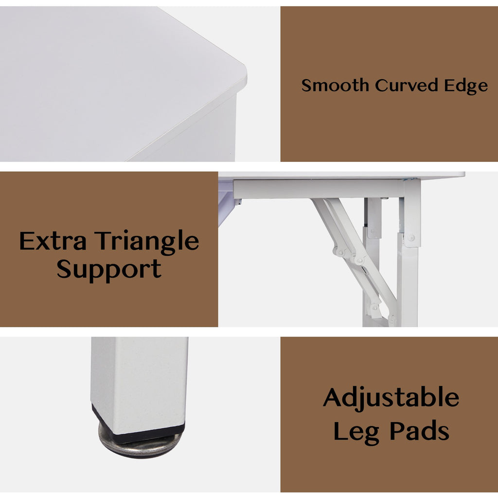 Foldable Nail Table with Dust Collector & Storage Drawers - White