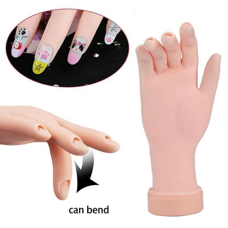Flexible Nail Art Practice Hand - Reusable Manicure Tips & Practice Tool