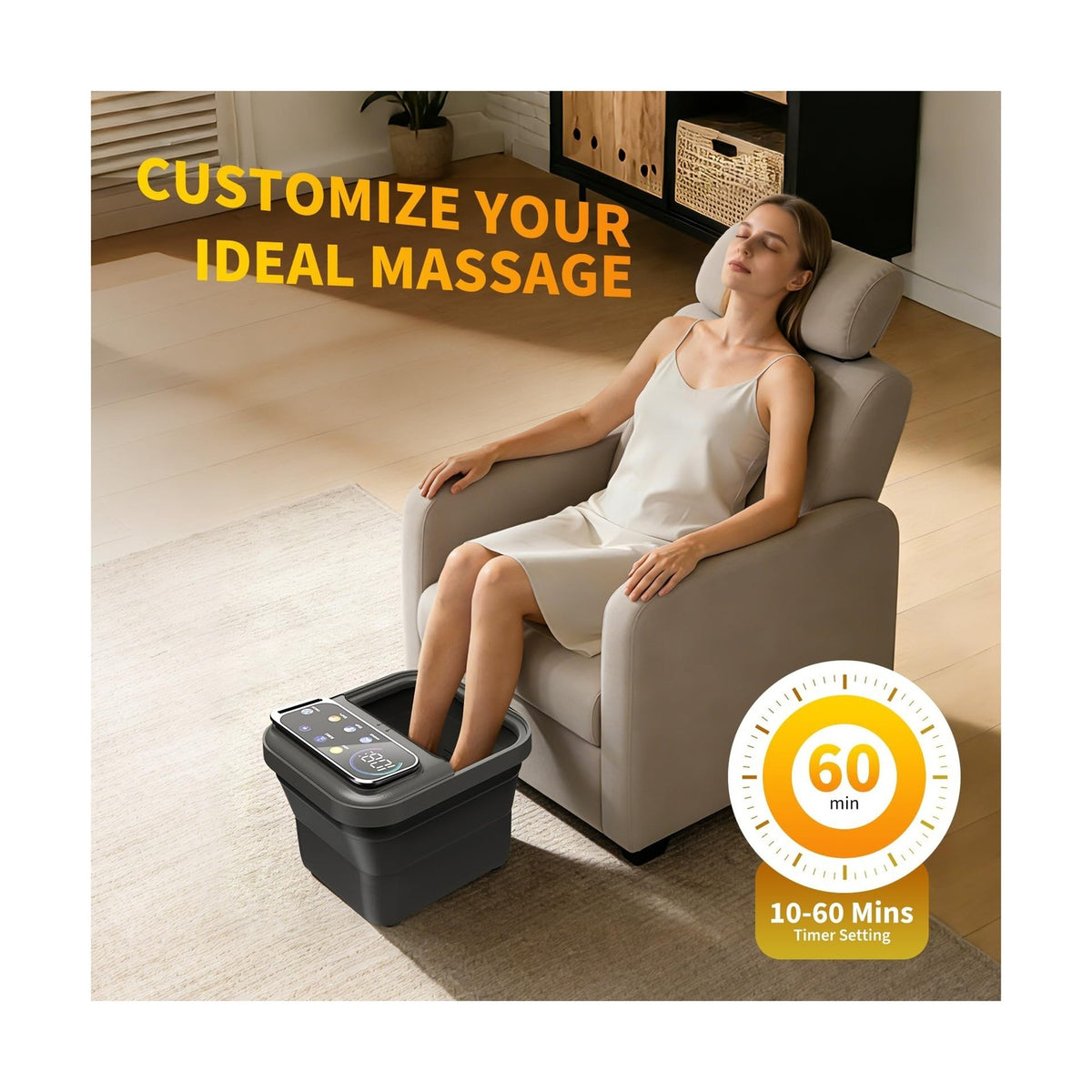 Collapsible Foot Spa Bath with Heat Massage and Shiatsu Therapy