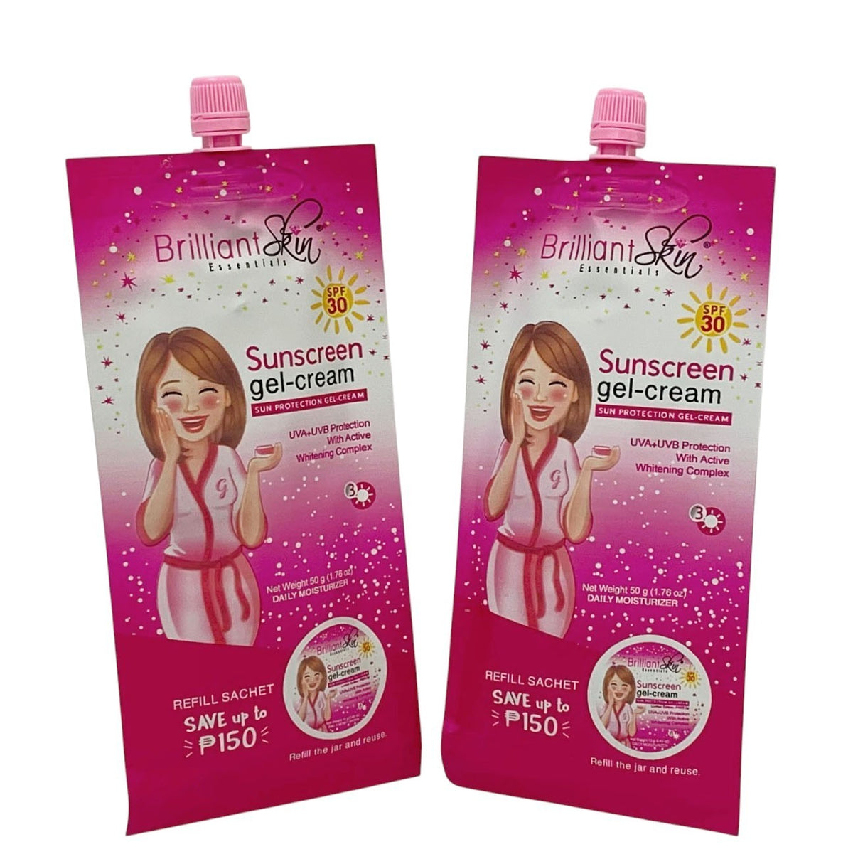SPF30 Sunscreen Gel-Cream Set of 2 - Broad Spectrum Sun Protection, Hydrating, Travel-Friendly