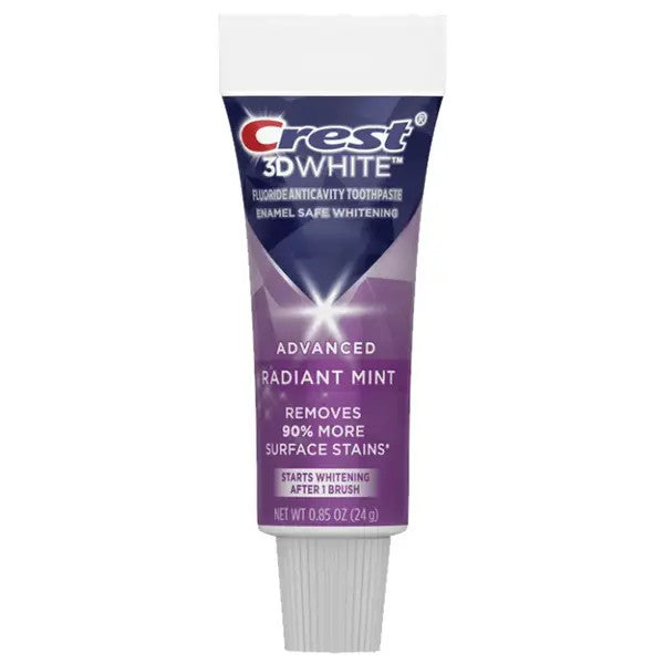 Travel Size Crest 3D White Fluoride Anticavity Toothpaste - Radiant Mint 0.85 oz Pack of 3