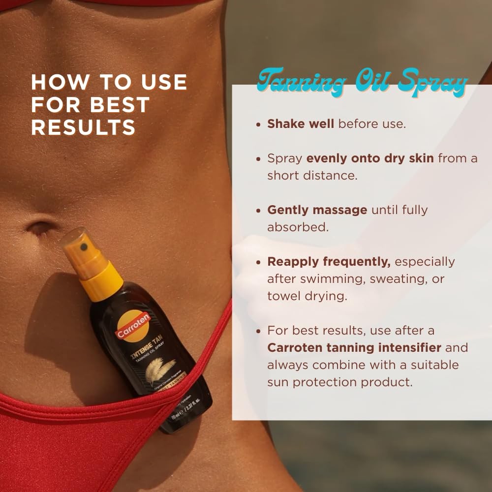 Tanning Oil Spray with Vitamin E & Coconut Oil - Water-Resistant Sun Accelerator