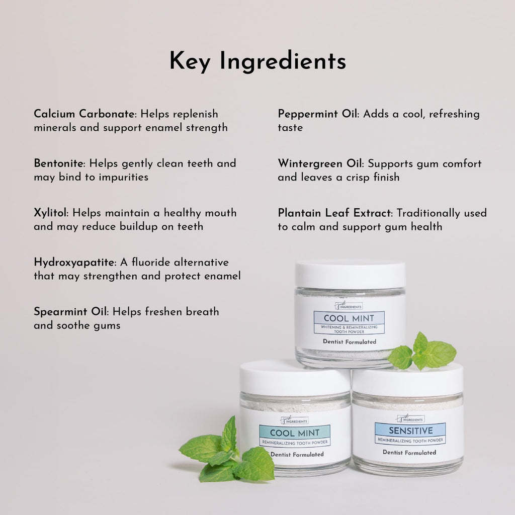 Remineralizing Tooth Powder - Fluoride-Free Natural Oral Care for Sensitive Teeth