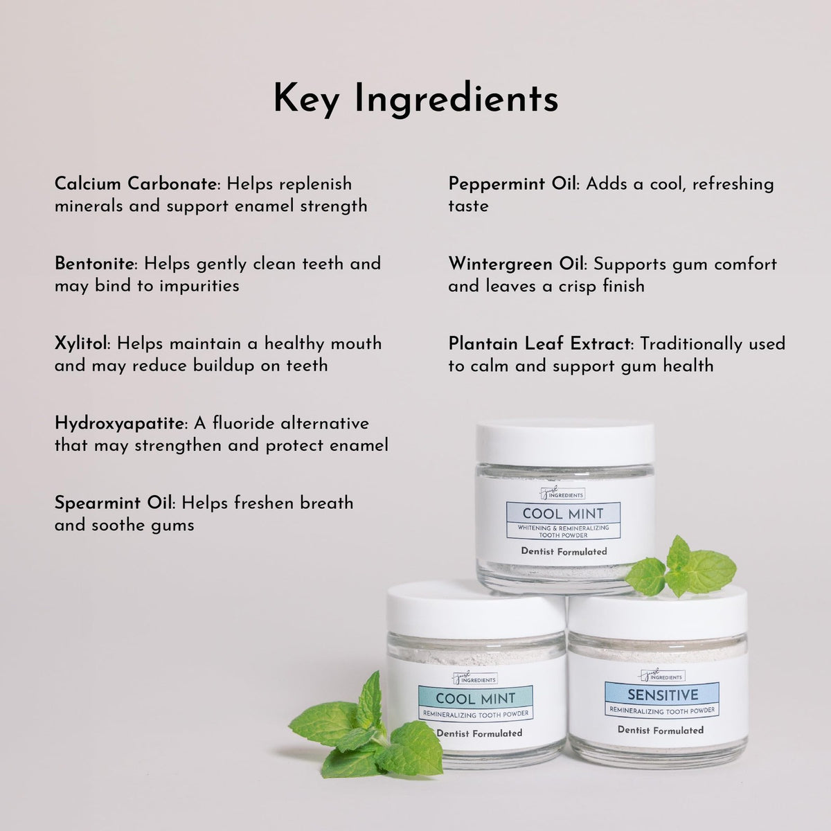 Remineralizing Tooth Powder - Fluoride-Free Natural Oral Care for Sensitive Teeth