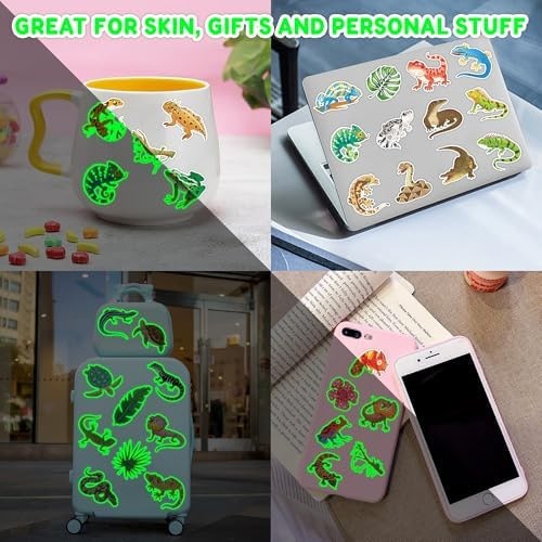 Glow in the Dark Reptile Temporary Tattoos - 96 Pcs Pre-Cut Kids & Adults