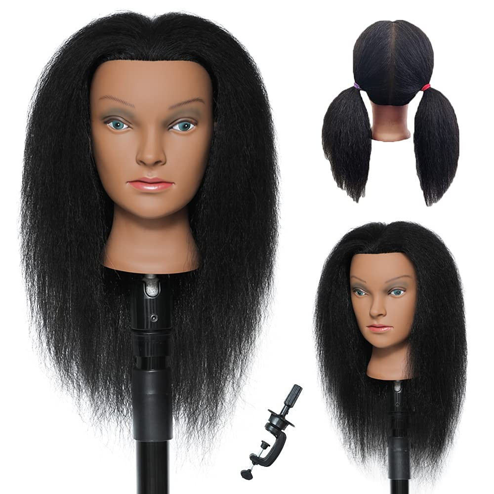 16 Inch Human Hair Mannequin Head for Hairdressing Training & Styling Practice
