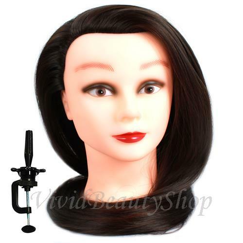 28-Inch Mannequin Head for Hair Training and Styling Practice - Dark Brown Synthetic Hair