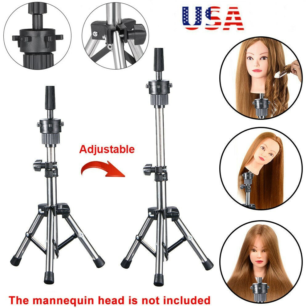 Portable Wig Mannequin Head Stand with Adjustable Tripod Holder