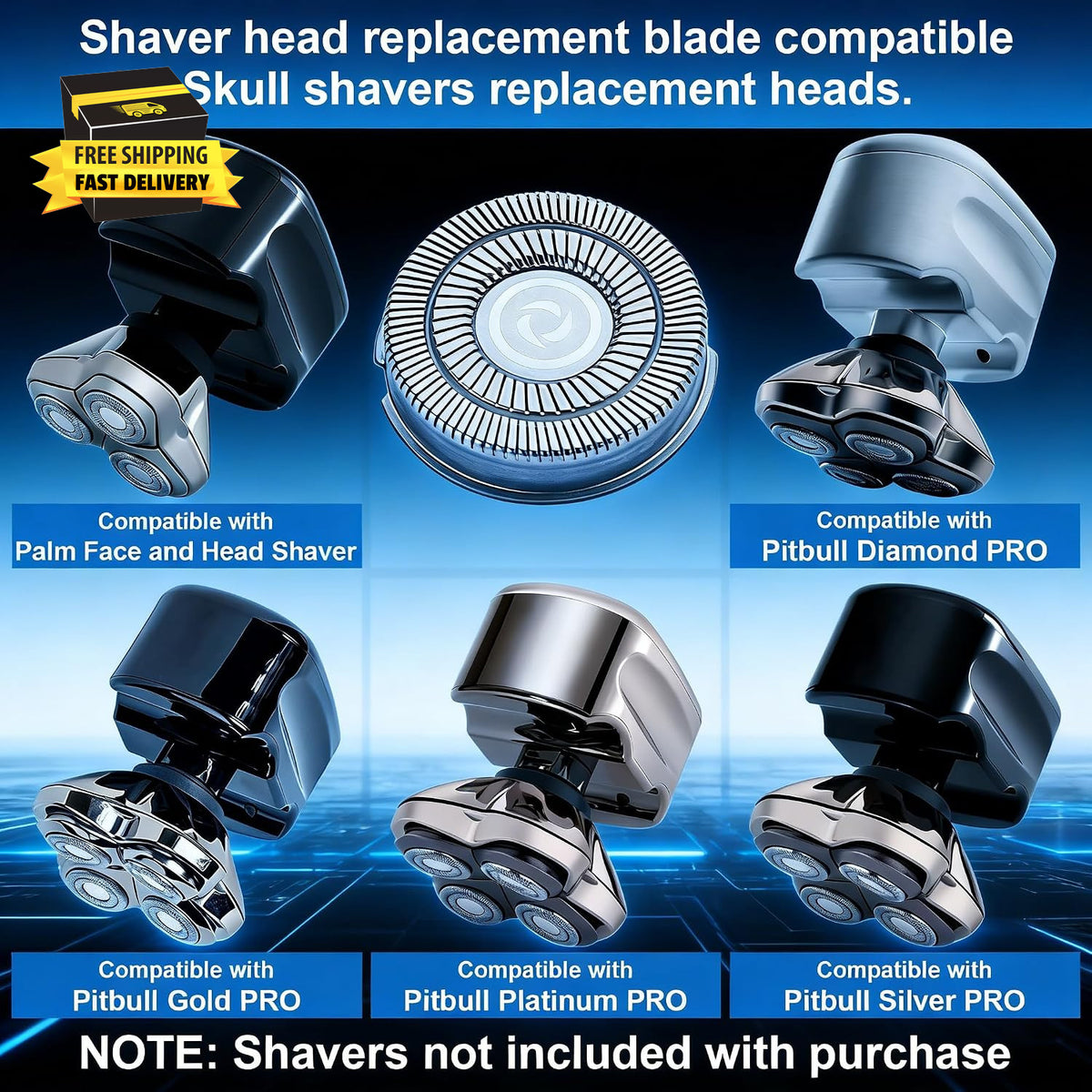 Replacement Blades for Skull Pitbull Shaver Gold/Silver/Platinum PRO - 4 Pack