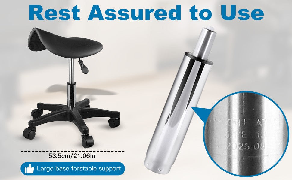Ergonomic Saddle Stool with Wheels - Adjustable Height Rolling Chair