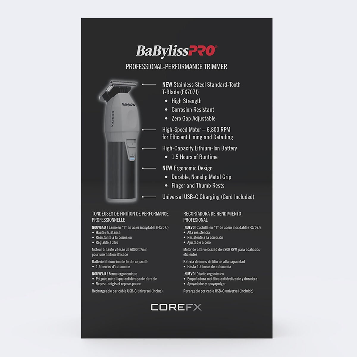 Professional Cordless Outliner Trimmer for Beard & Lineup - Stainless Steel Blade