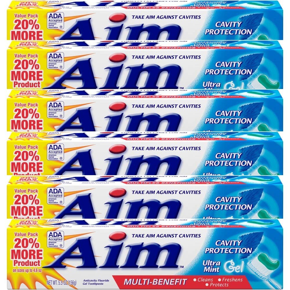 6 Pack Fluoride Cavity Protection Gel Toothpaste Ultra Mint 5.5 Oz