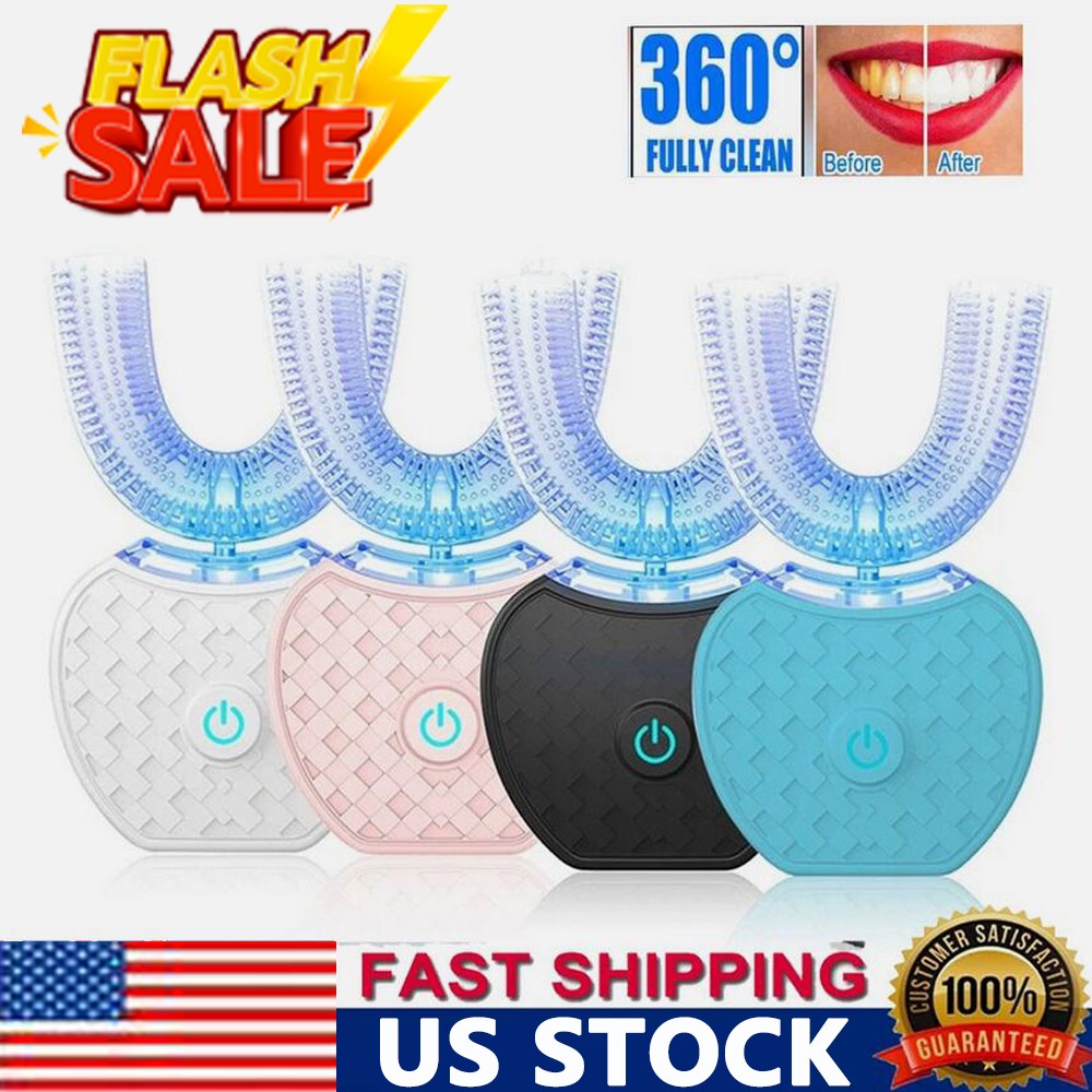 360° U-Shaped Sonic Electric Toothbrush with Blue Light for Adults