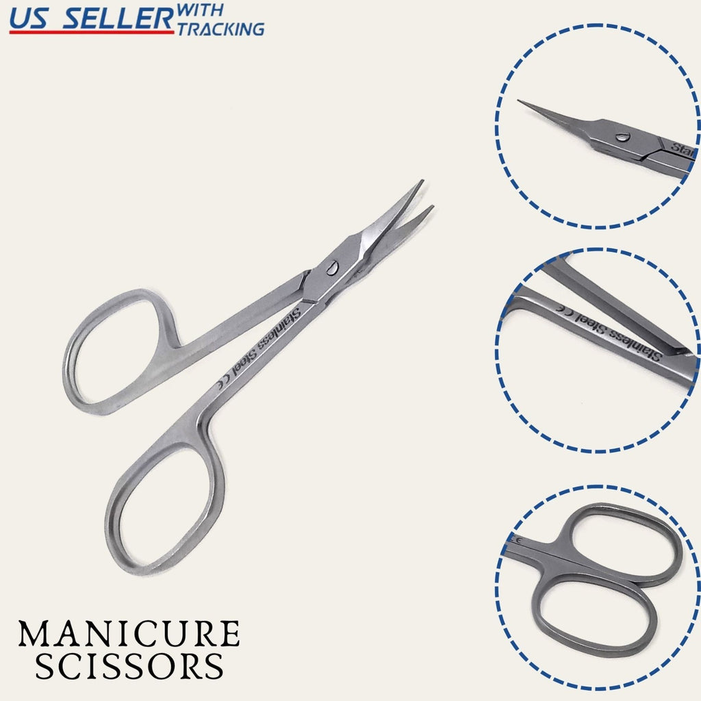 Professional Nail & Cuticle Scissors Set of Three - Manicure Grooming Tools