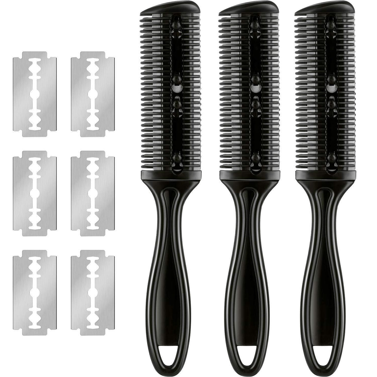 Hair Razor Comb Set with Replaceable Blades for Hair Thinning & Styling
