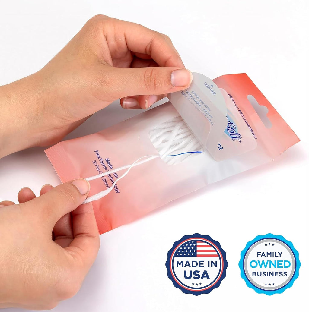Dental Floss for Bridges & Implants - Travel Pack 30 Pre-Cut Threads
