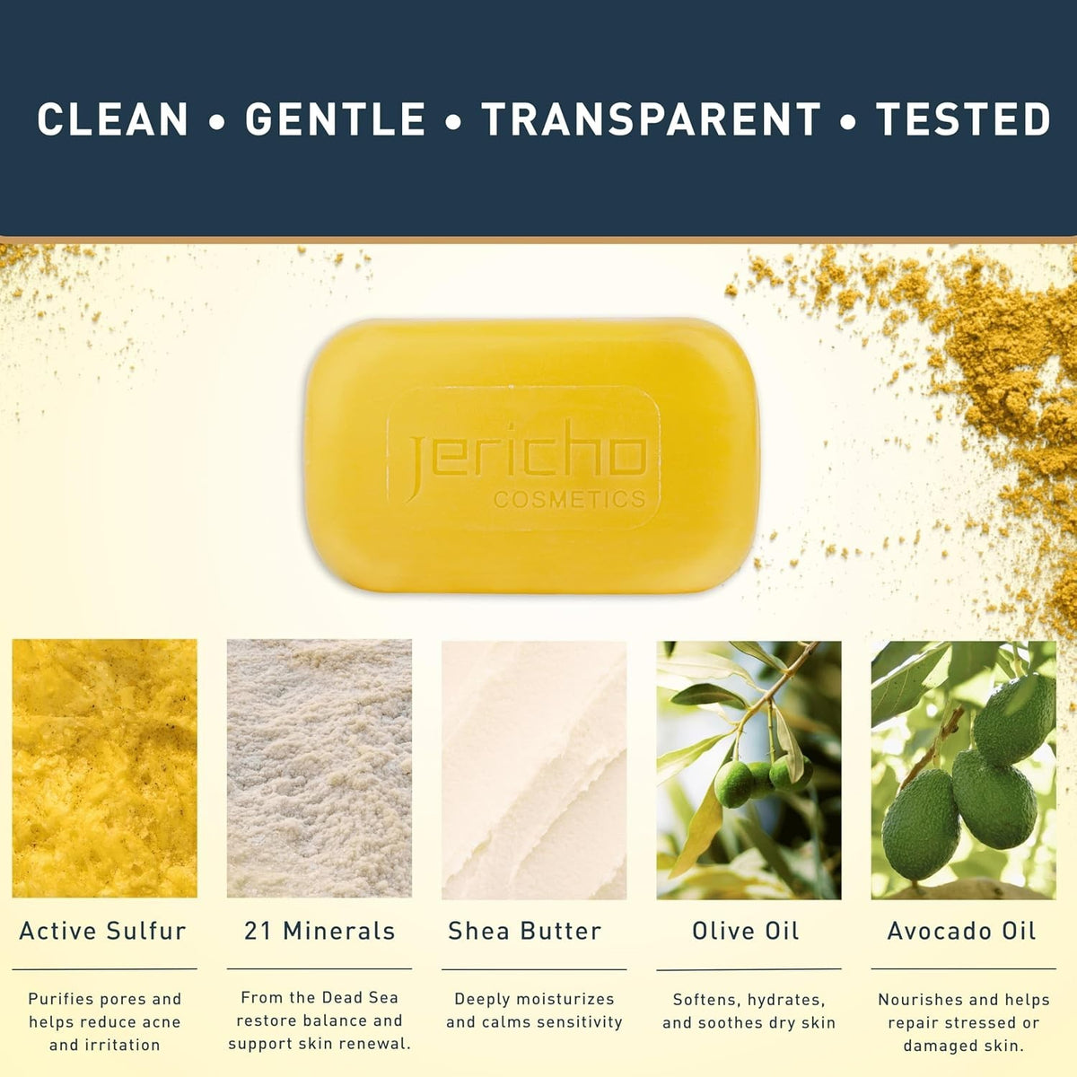 Dead Sea Sulfur & Olive Oil Face & Body Soap - 3 Pack for Acne & Oily Skin