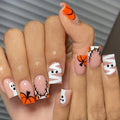 Medium Full Cover Pumpkin Patch Nail Tips Set with Glue & File