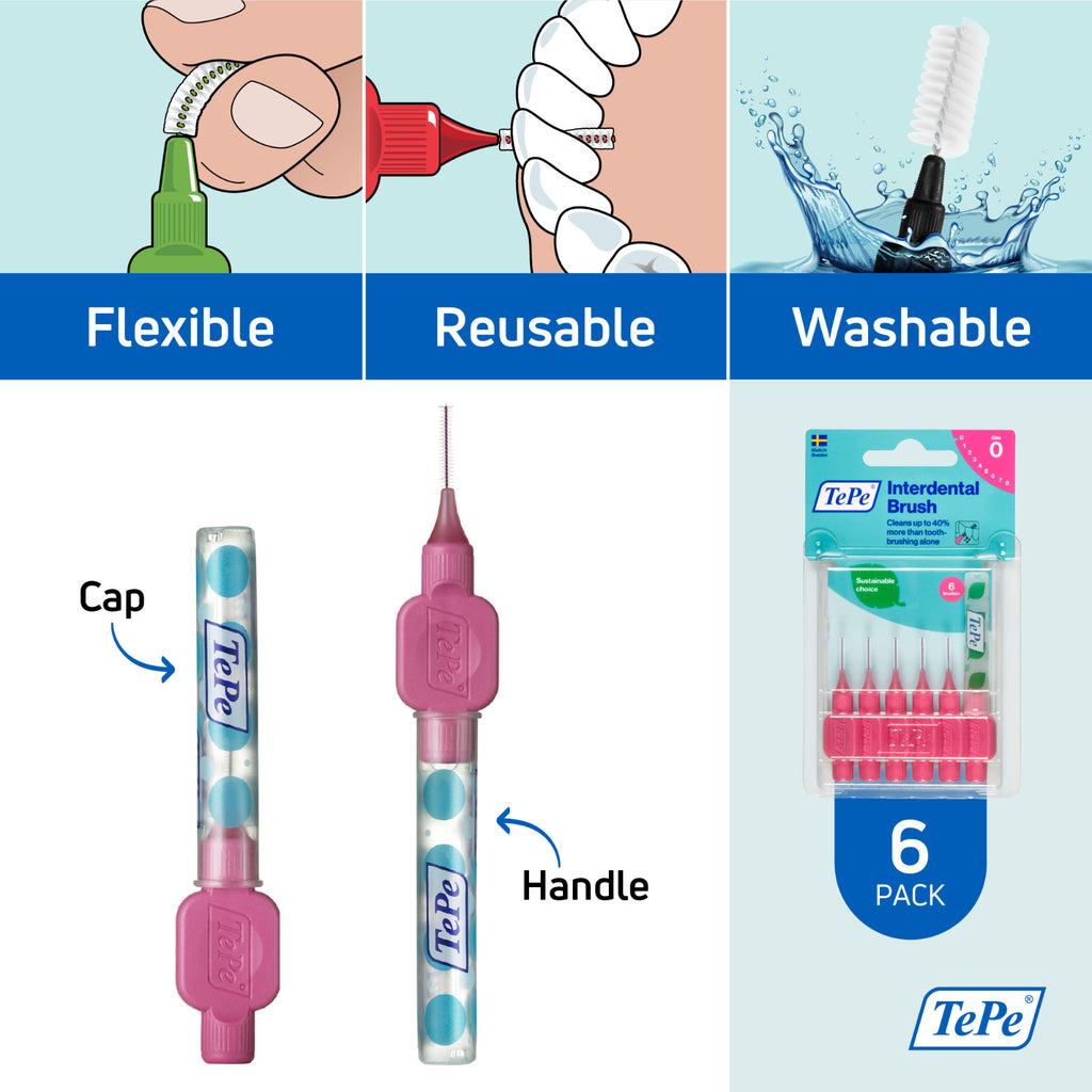Interdental Brushes Set for Effective Plaque Removal - Pink 0.4mm - 25 or 6 Pack