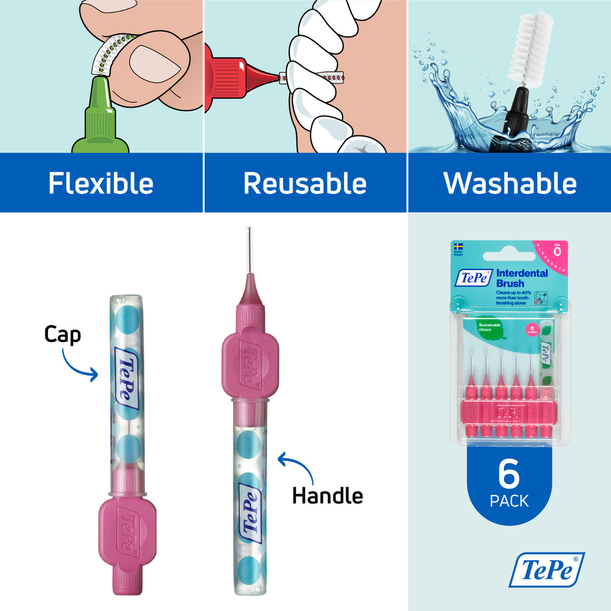 Interdental Brushes Set for Effective Plaque Removal - Pink 0.4mm - 25 or 6 Pack