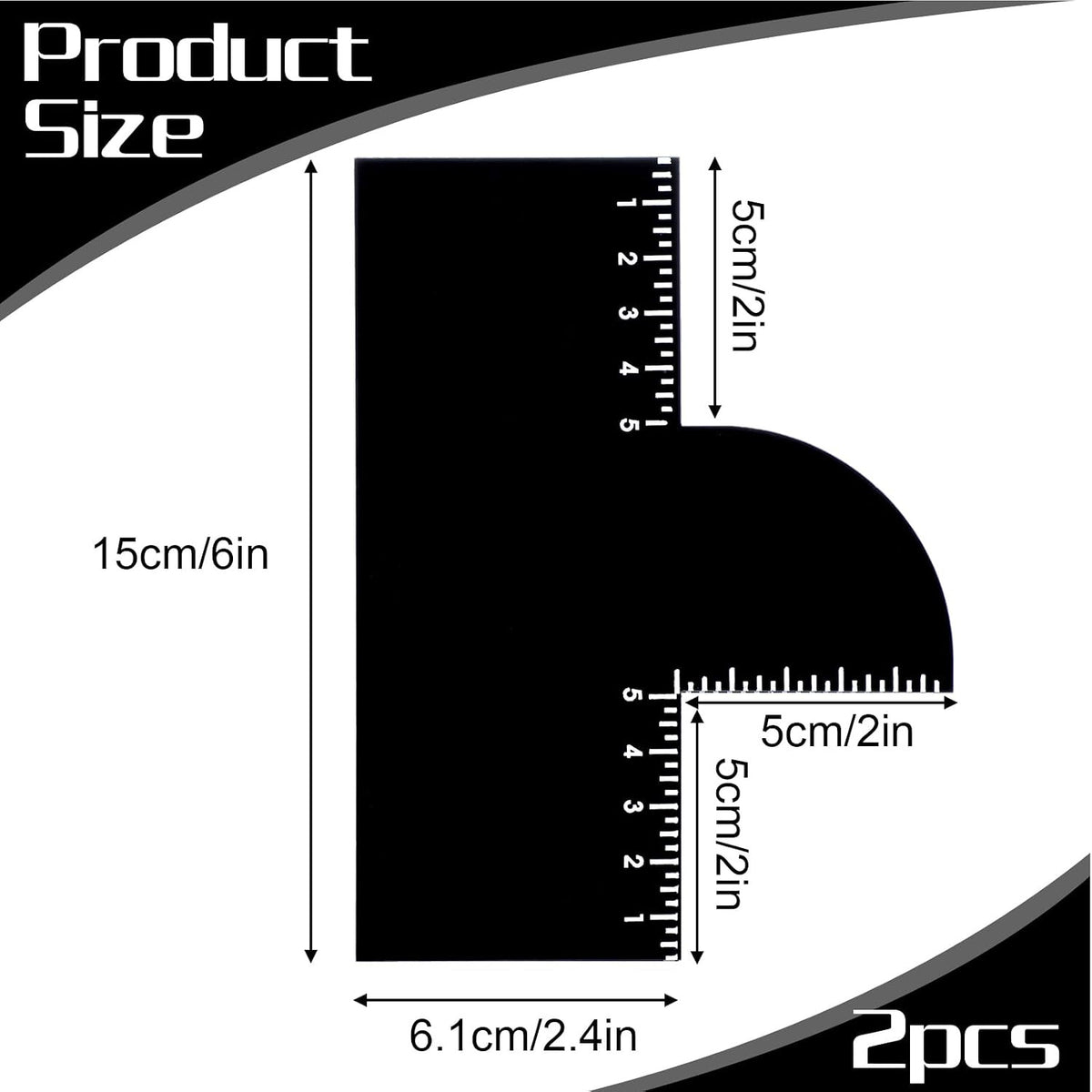 Professional Hairline Shaping Cards for Barbers - 2 Pcs Black T-Shaped Enhancement Tools