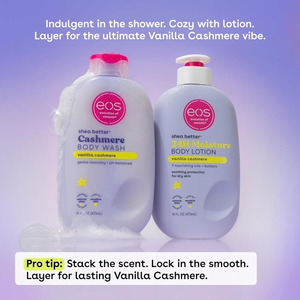 Eos Shea Better Vanilla Cashmere Body Wash - Moisturizing pH Balanced Shower Gel