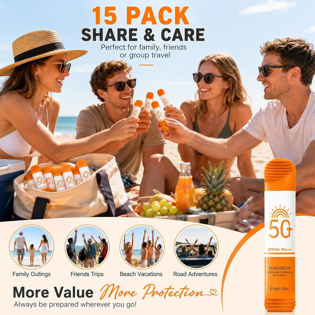 SPF 50 Mini Sunscreens 15-Pack Travel Size for Outdoor & Daily Use