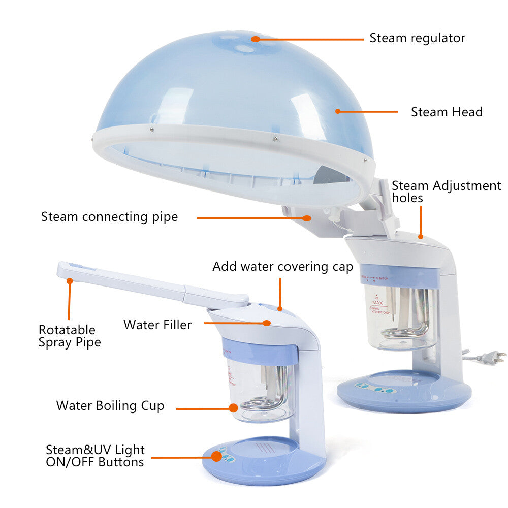 Personal Hair Steamer 2-in-1 Salon and Spa Equipment for Hair Care