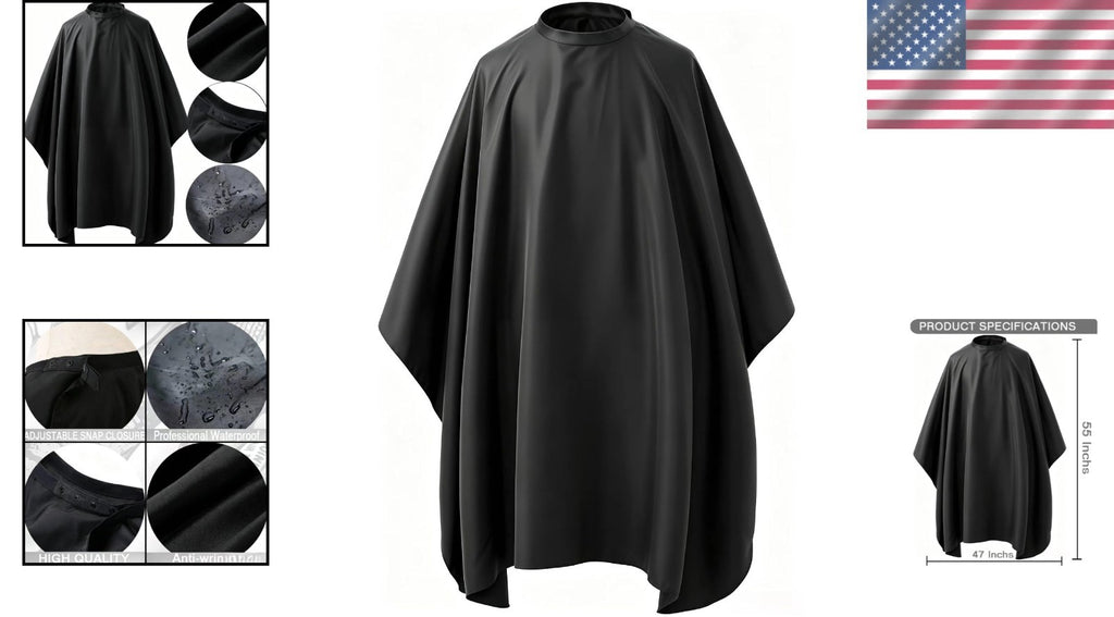 Professional Waterproof Hair Cutting Cape with Adjustable Snap Closure 47x55 Inches