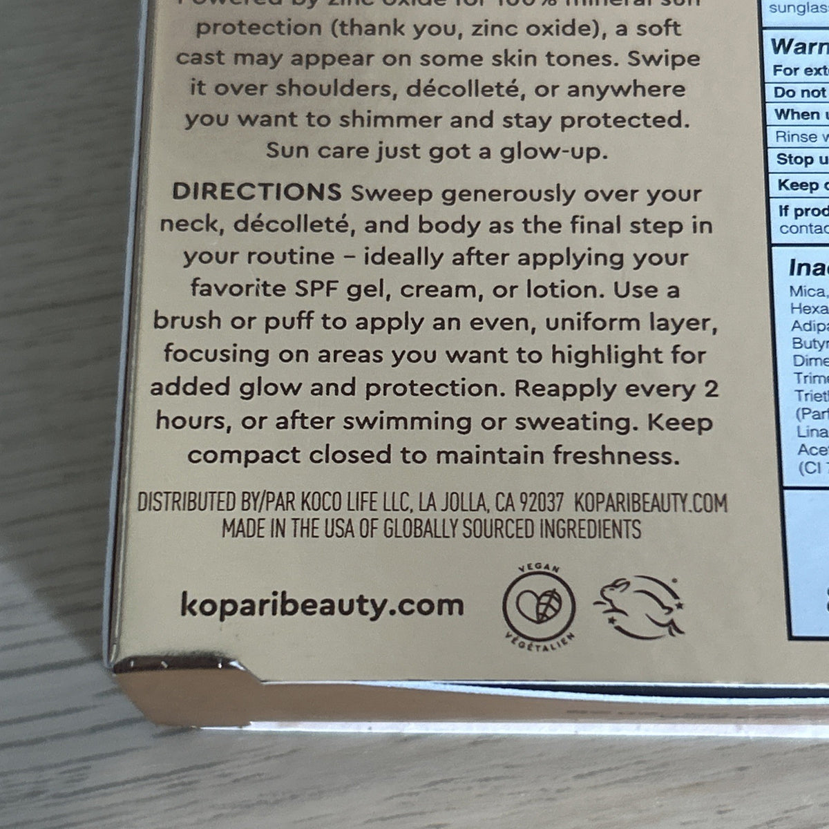 Sun Veil SPF 30 Illuminating Sunscreen by Kopari - Broad Spectrum, Exp 2028