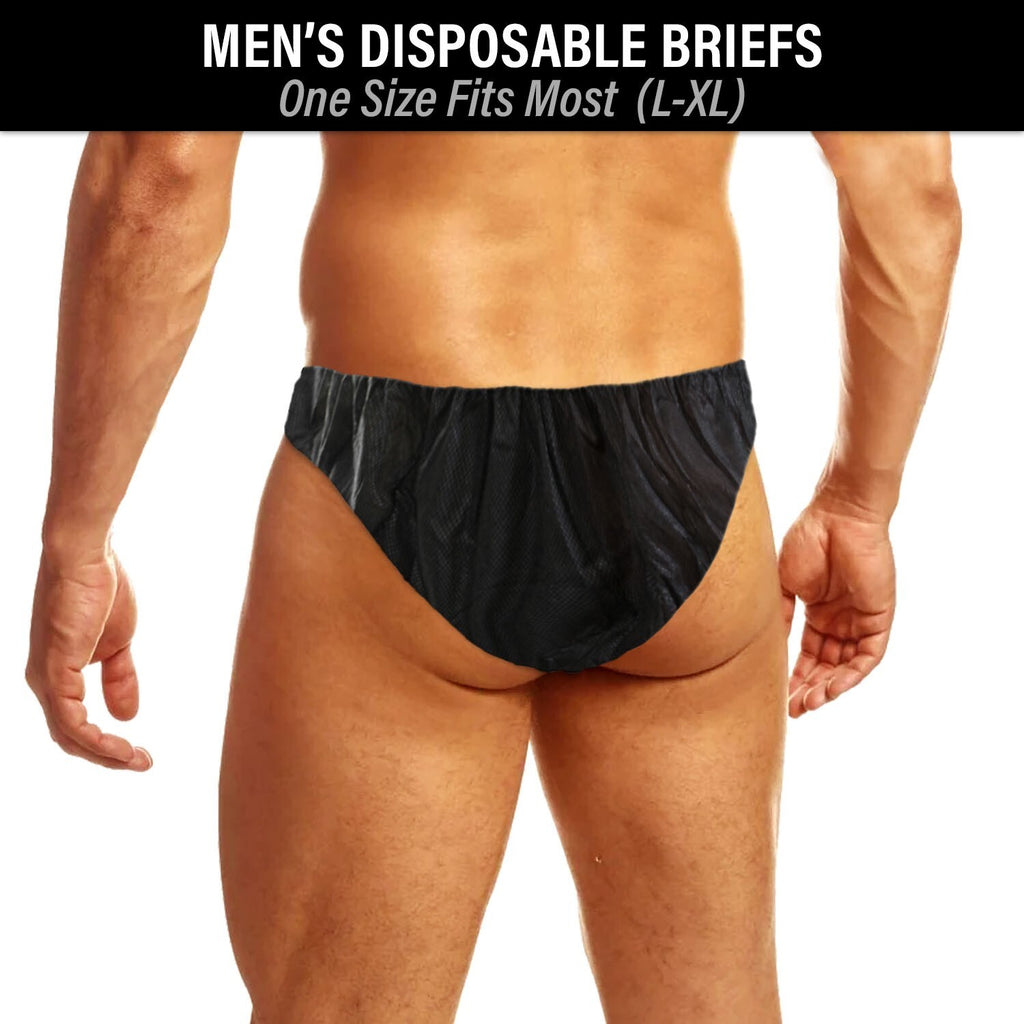 Men's Disposable Briefs Underwear Pack for Spa, Waxing & Tanning - Black 30 pcs