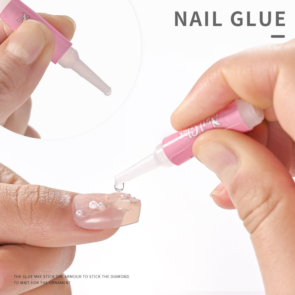 Professional Nail Tip Glue - Strong Adhesive for Tips & Rhinestones, 10 Pack