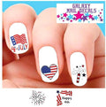 Waterslide Nail Decals Set of 20 4th of July Flag Heart Fireworks Nail Art