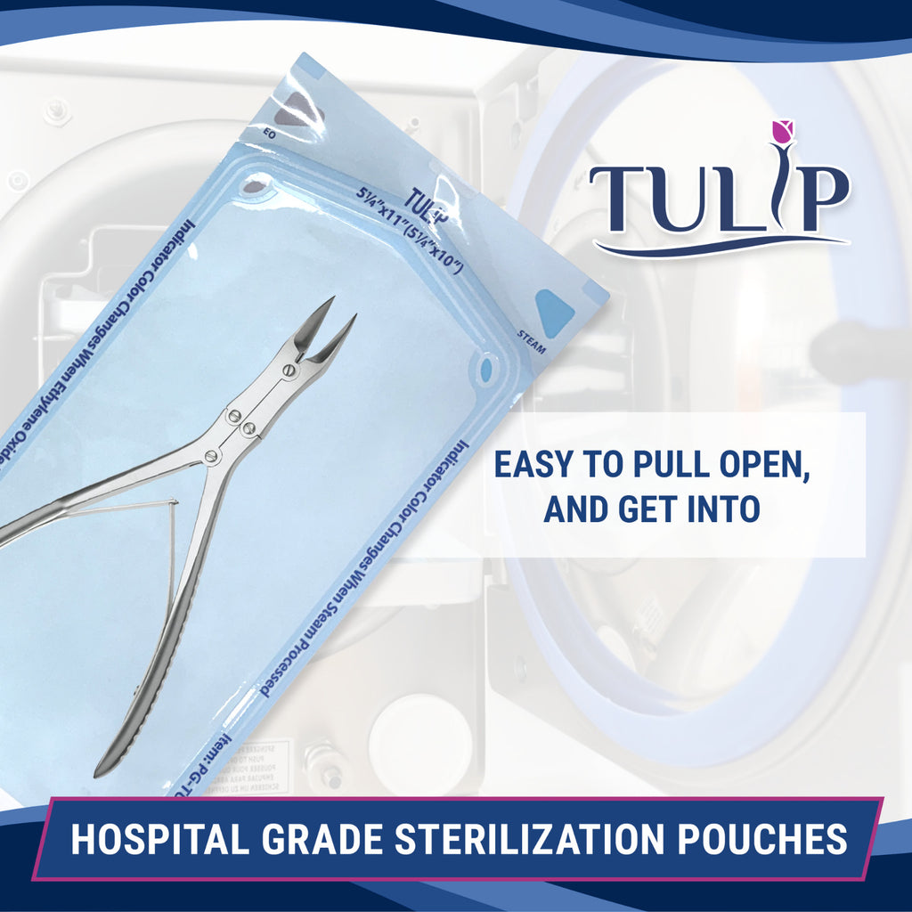1000 5.25" x 10" Self-Sealing Sterilization Pouches Nail Bags
