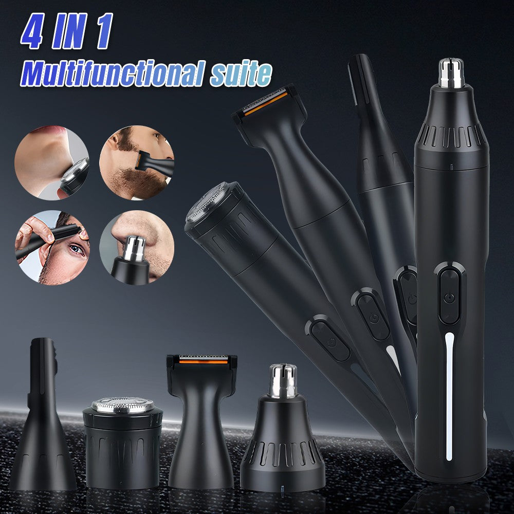 4-in-1 Electric Nose Ear & Eyebrow Trimmer Grooming Kit USB Rechargeable