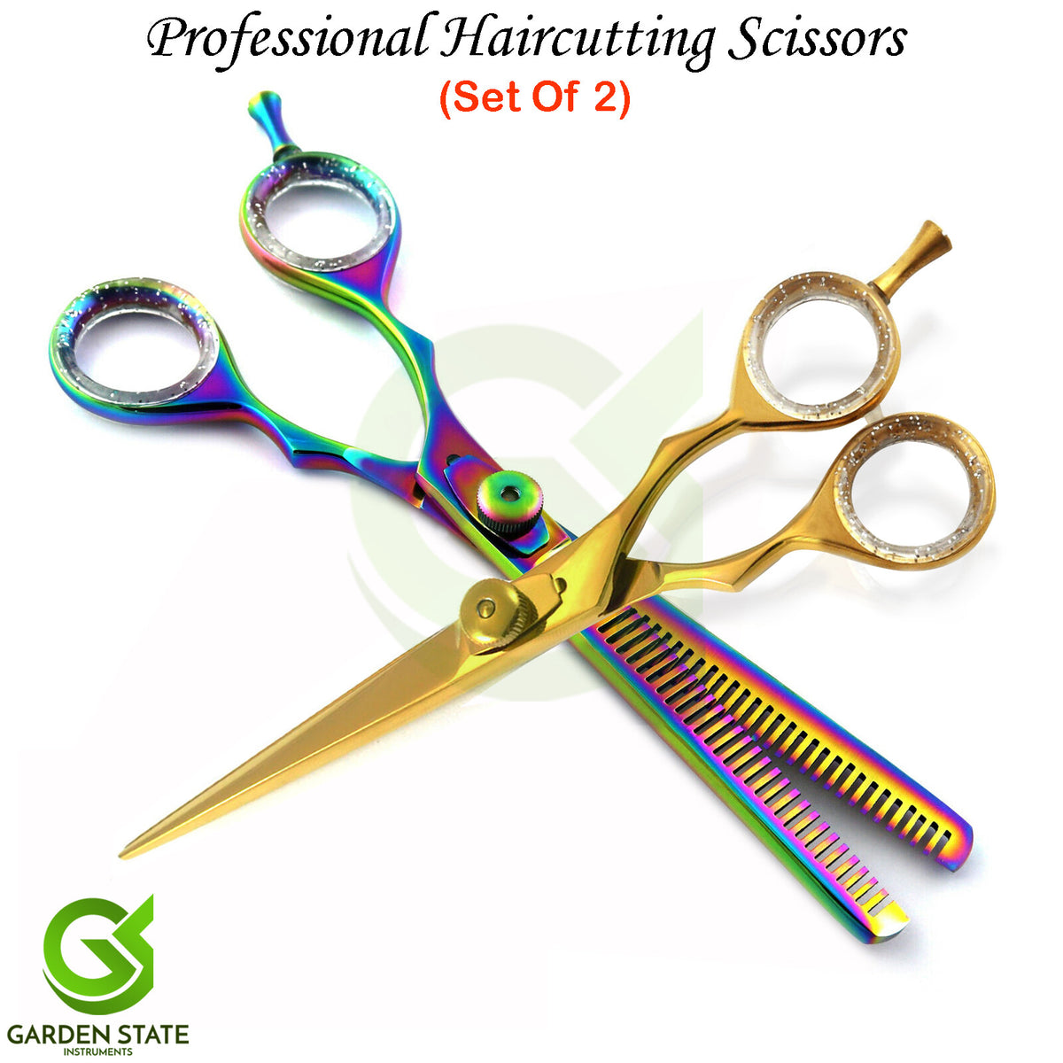 6-Inch Hairdressing Shears and Thinning Scissors Set - Gold Stainless Steel