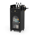Salon Trolley Cart with Glass Door, Mobile Storage Cabinet with Wheels