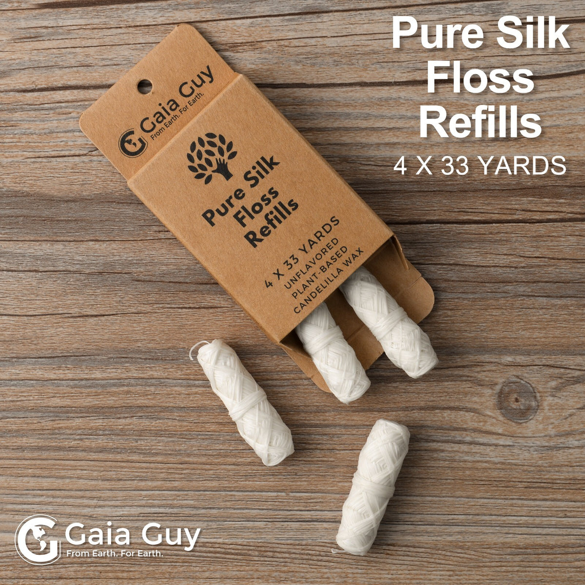Biodegradable Silk Dental Floss Refill Pack - Eco-Friendly, 4 Spools