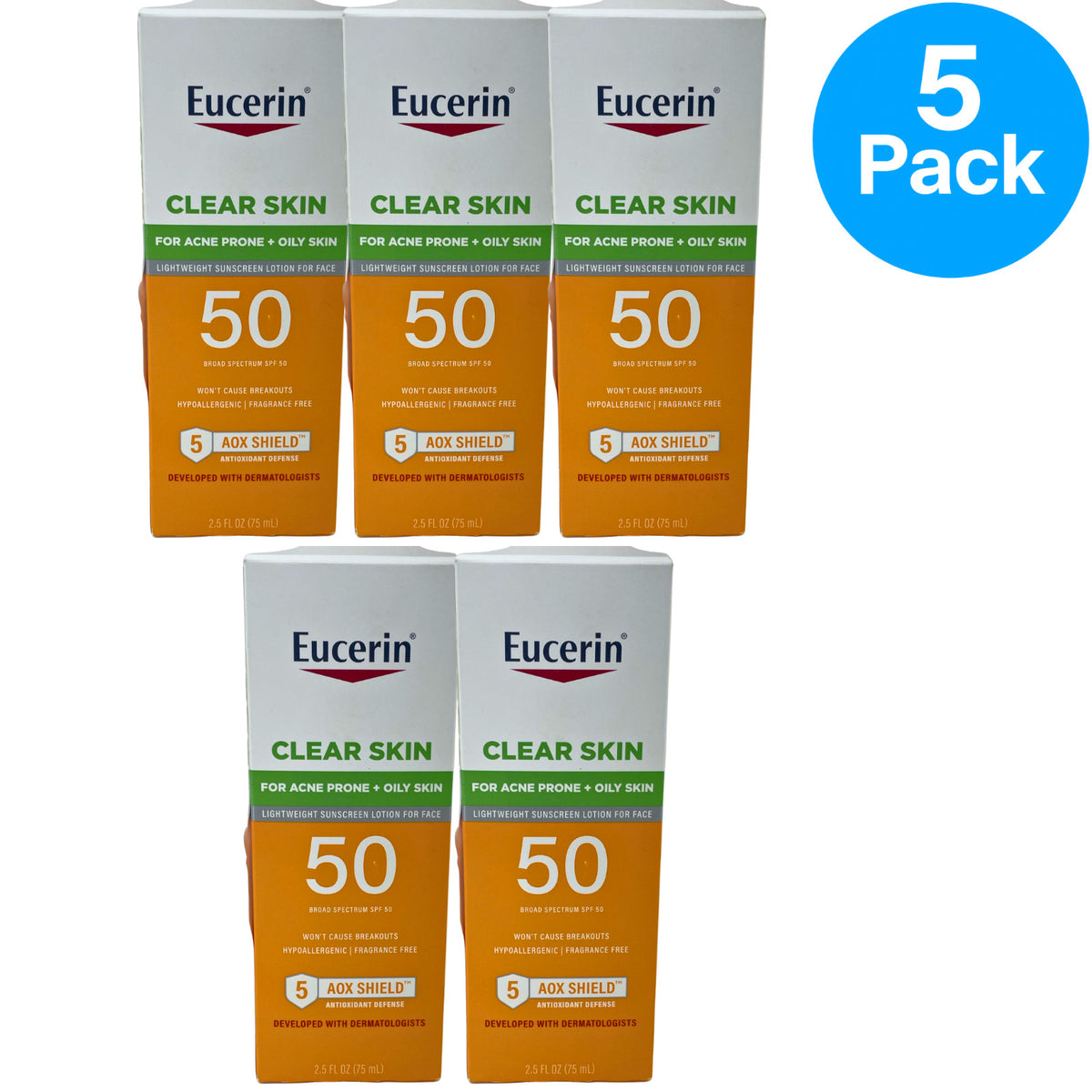 Eucerin Clear Skin SPF 50 Sunscreen Lotion Pack - Oil-Free, Non-Comedogenic