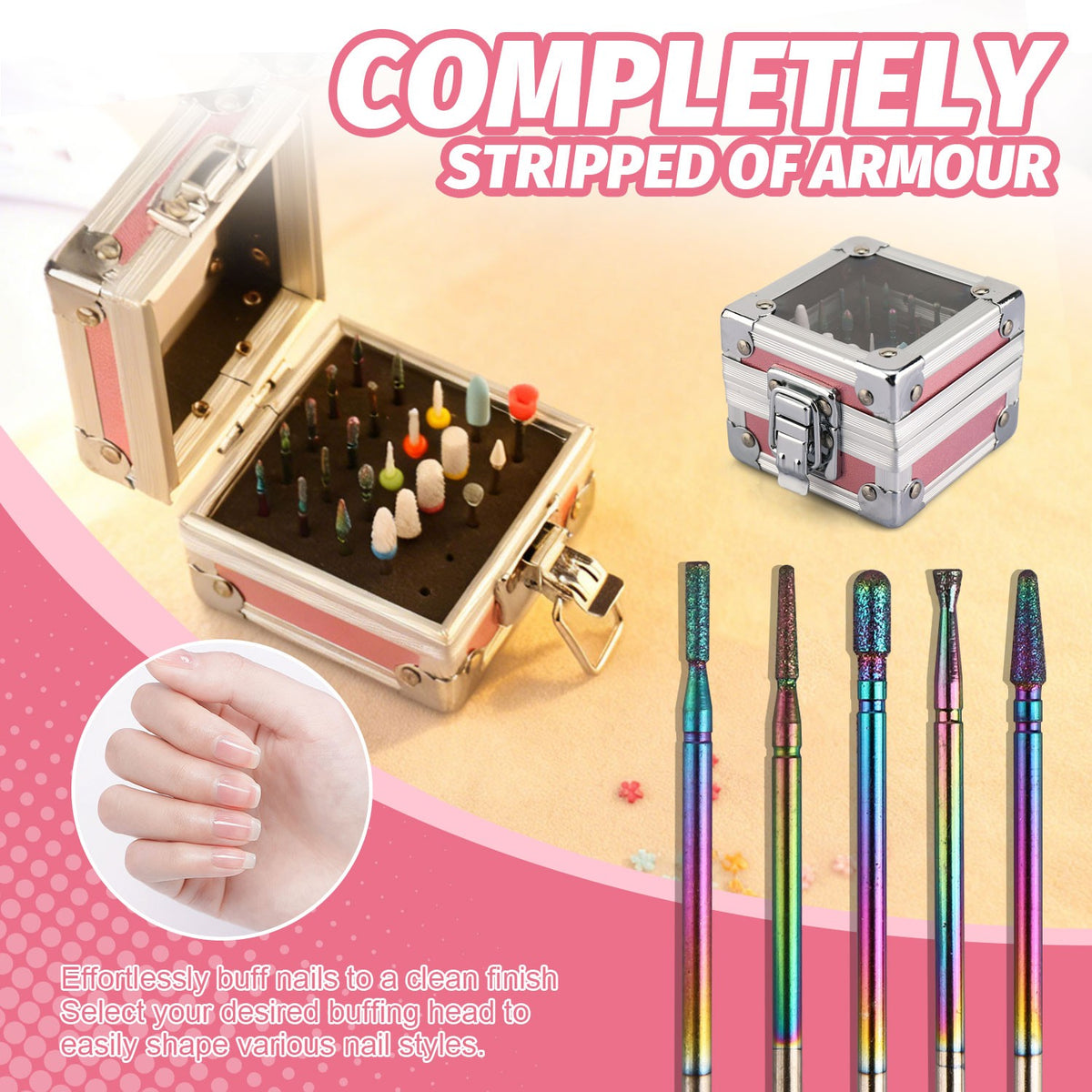 25Pcs Nail Drill Bit Set with Storage Box - Ceramic, Diamond, Carbide for Manicure & Pedicure