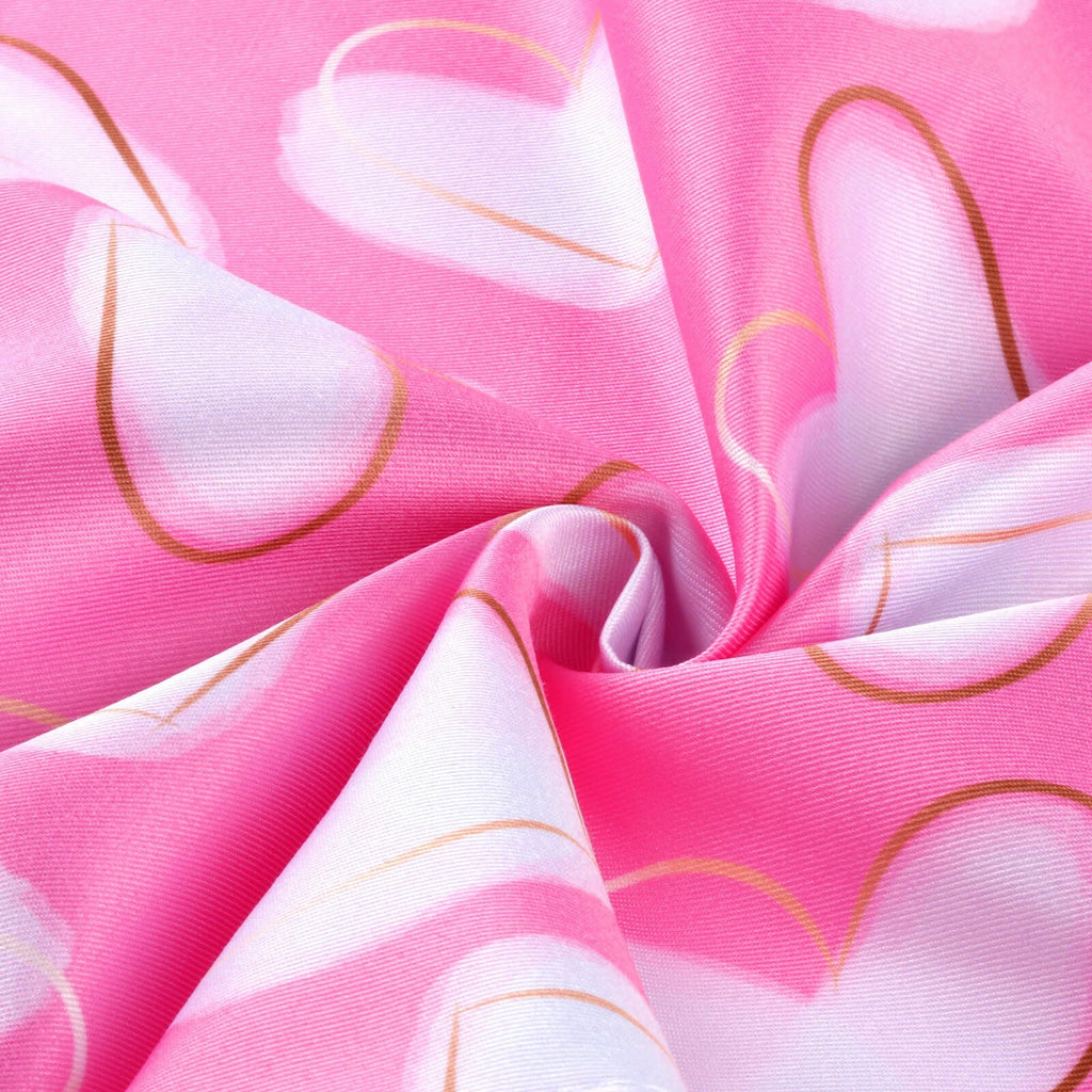 Pink Heart Bib Apron Waterproof Bleach Proof for Hairdressers & Food Service