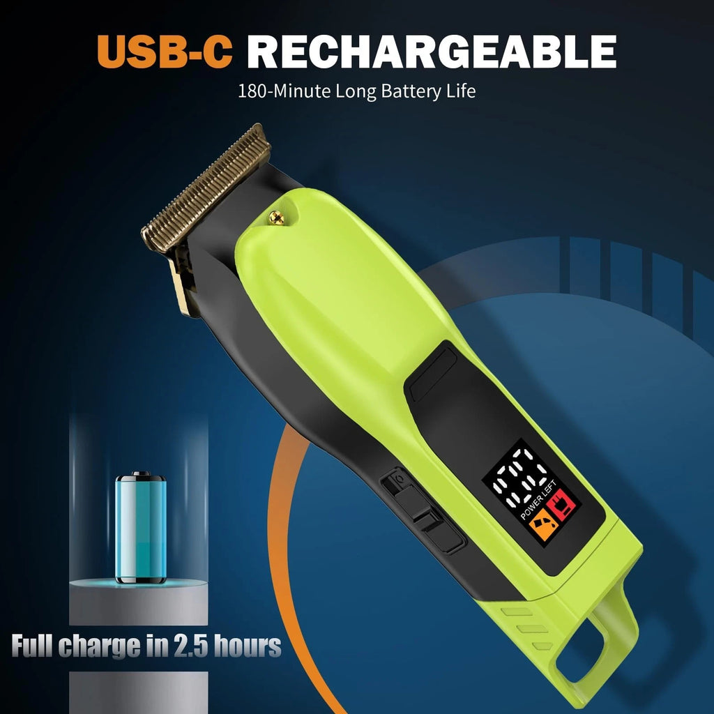 Rechargeable Cordless Beard & Hair Trimmer with LED Display - Men’s Grooming Kit