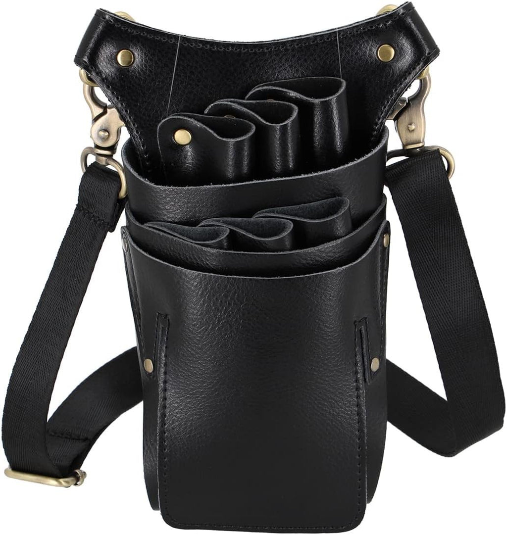 Leather Hairdresser Scissor Pouch Belt for Salon Barber Shears Organizer