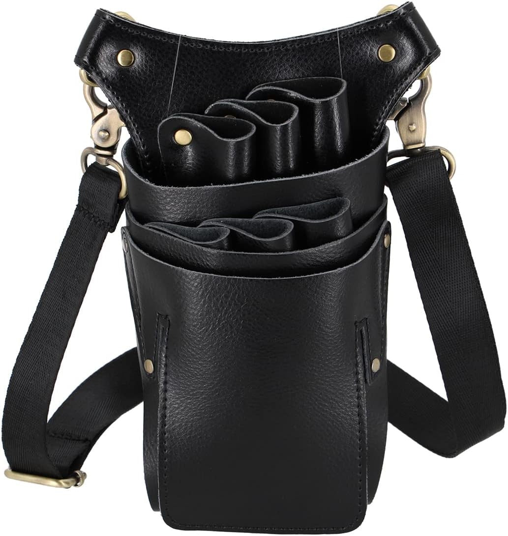 Leather Hairdresser Scissor Pouch Belt for Salon Barber Shears Organizer